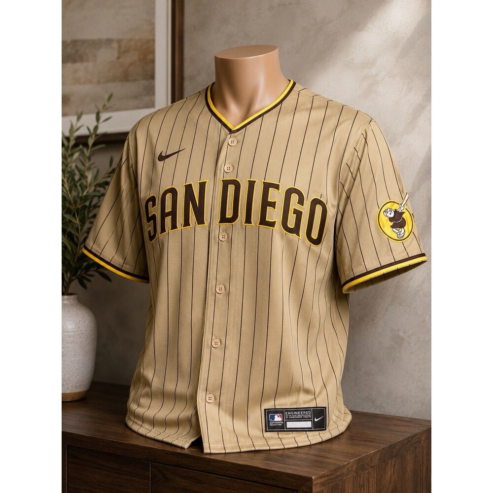 Nike MLB San Diego Padres Fernando Tatis Jr. #23 Tan Pinstripe Jersey